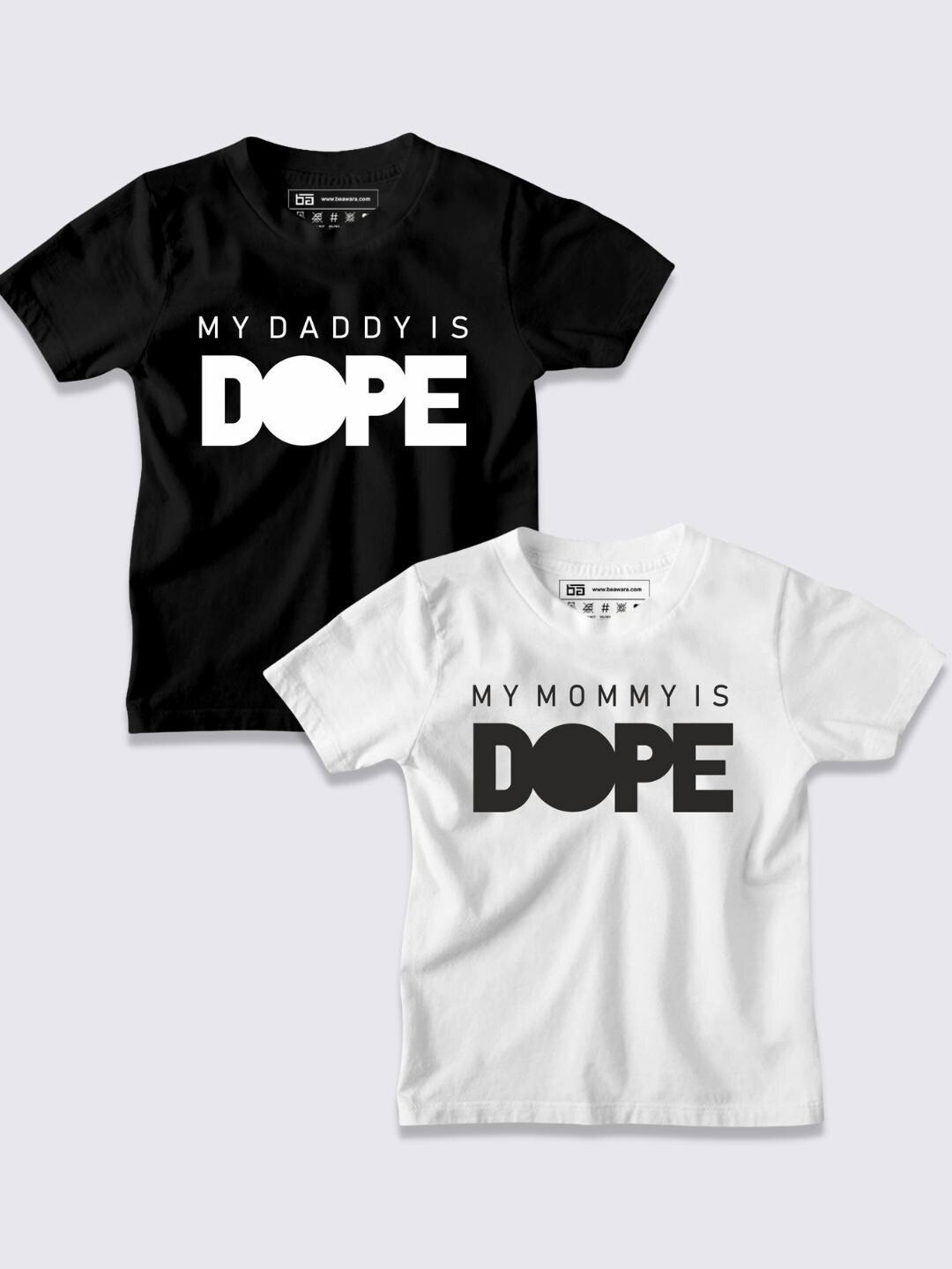 

BE AWARA Kids Pack of 2 Black & White Typography Printed Bio Finish T-shirt