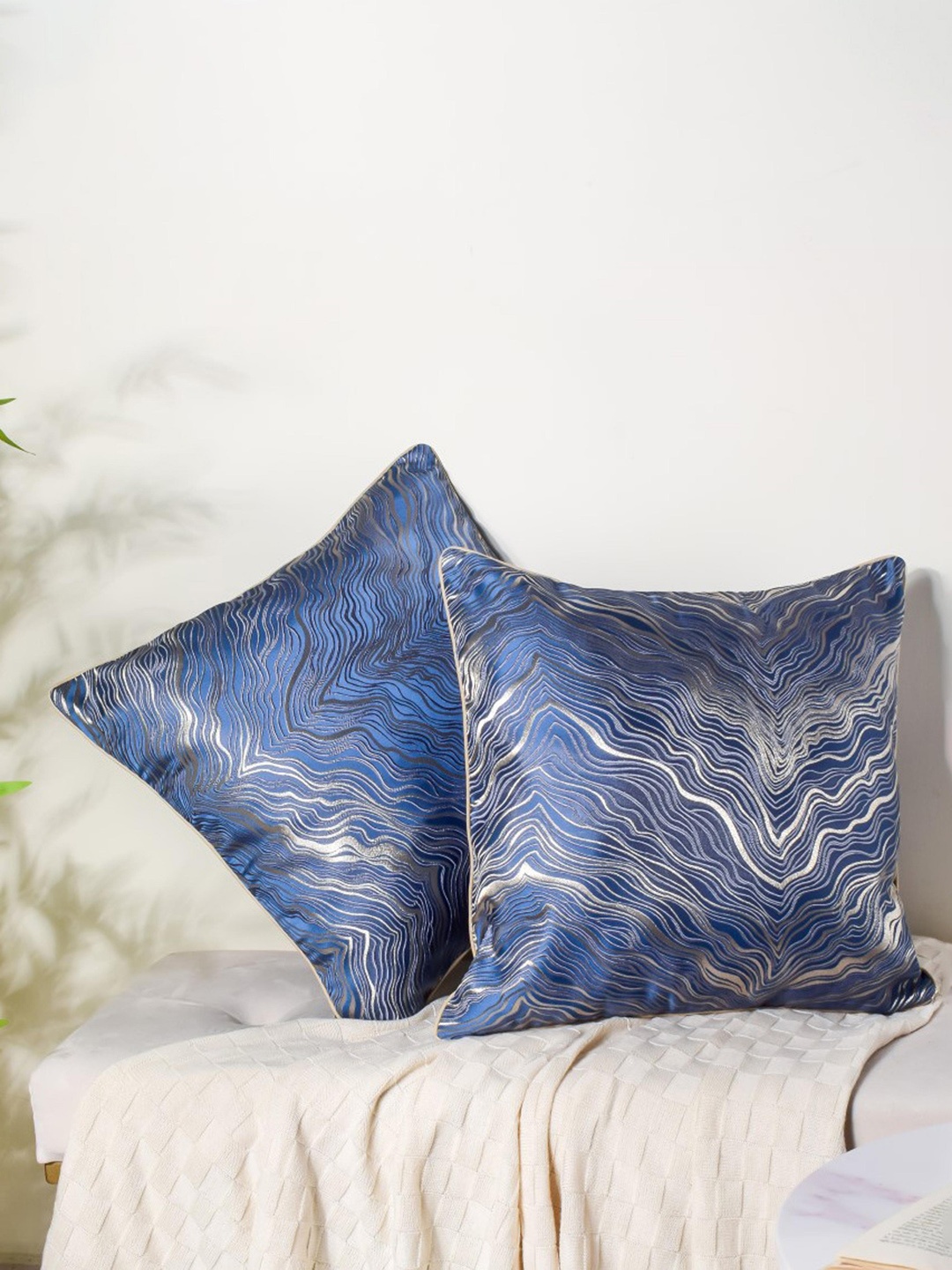 

Nestasia Set Of 2 Blue Luxury Cushion Cover