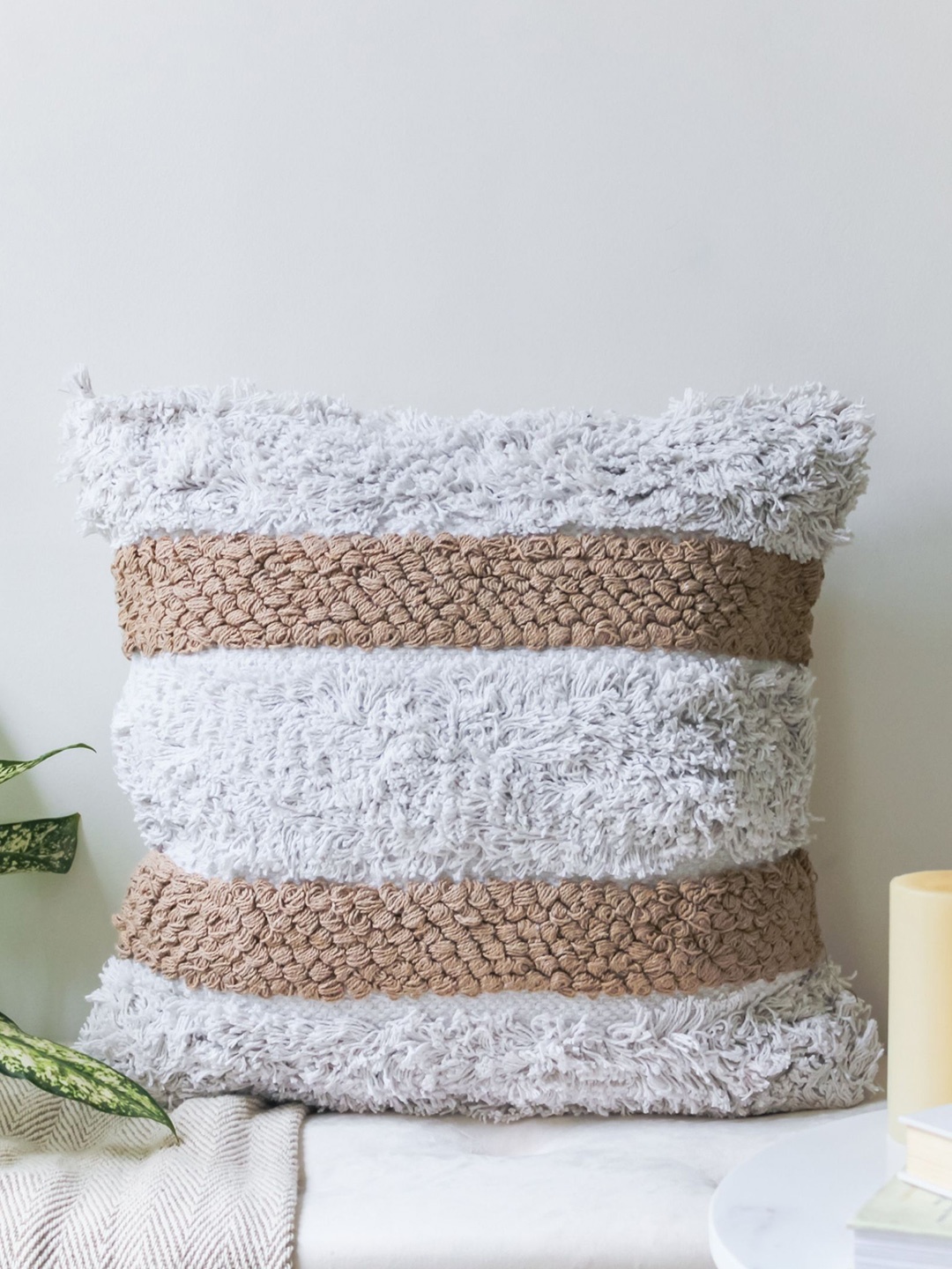 

Nestasia White & Beige Boho Style Cushion Cover