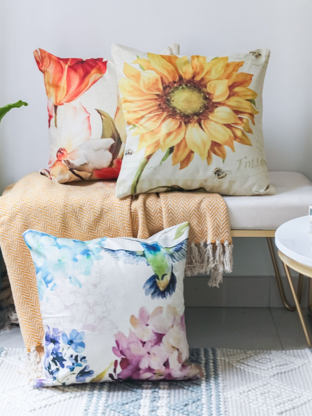 

Nestasia Multicolor Flower Pillow Cover Set Of 3, Multi