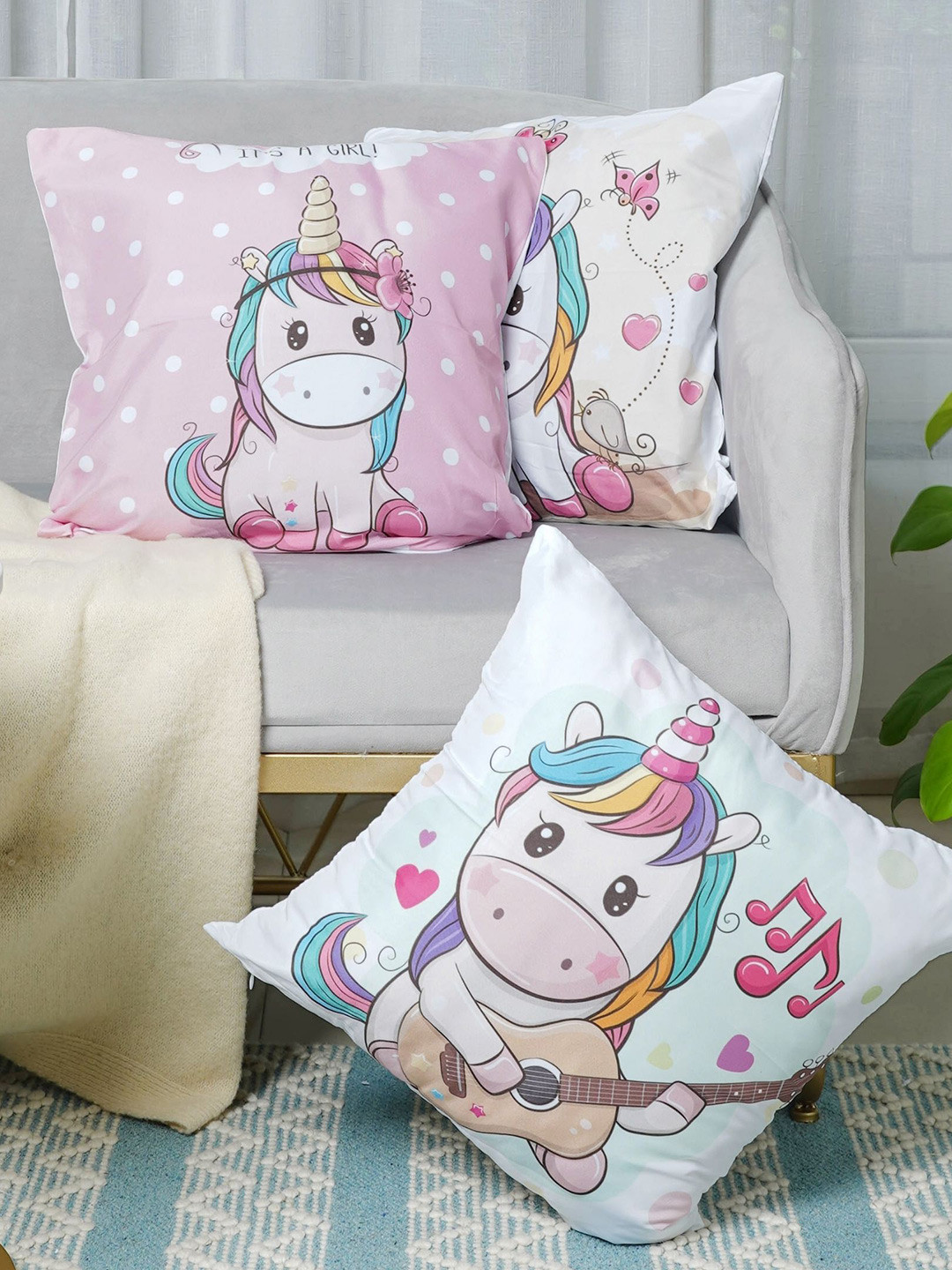 

Nestasia Set of 3 Unicorn Throw Pillow Cover, White