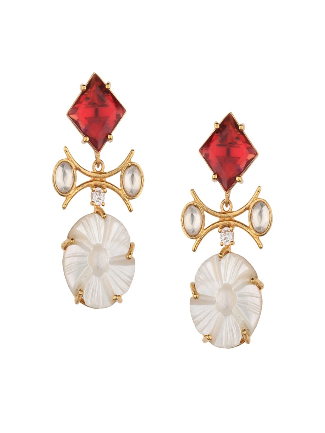 

Runjhun Red Contemporary Drop Earrings