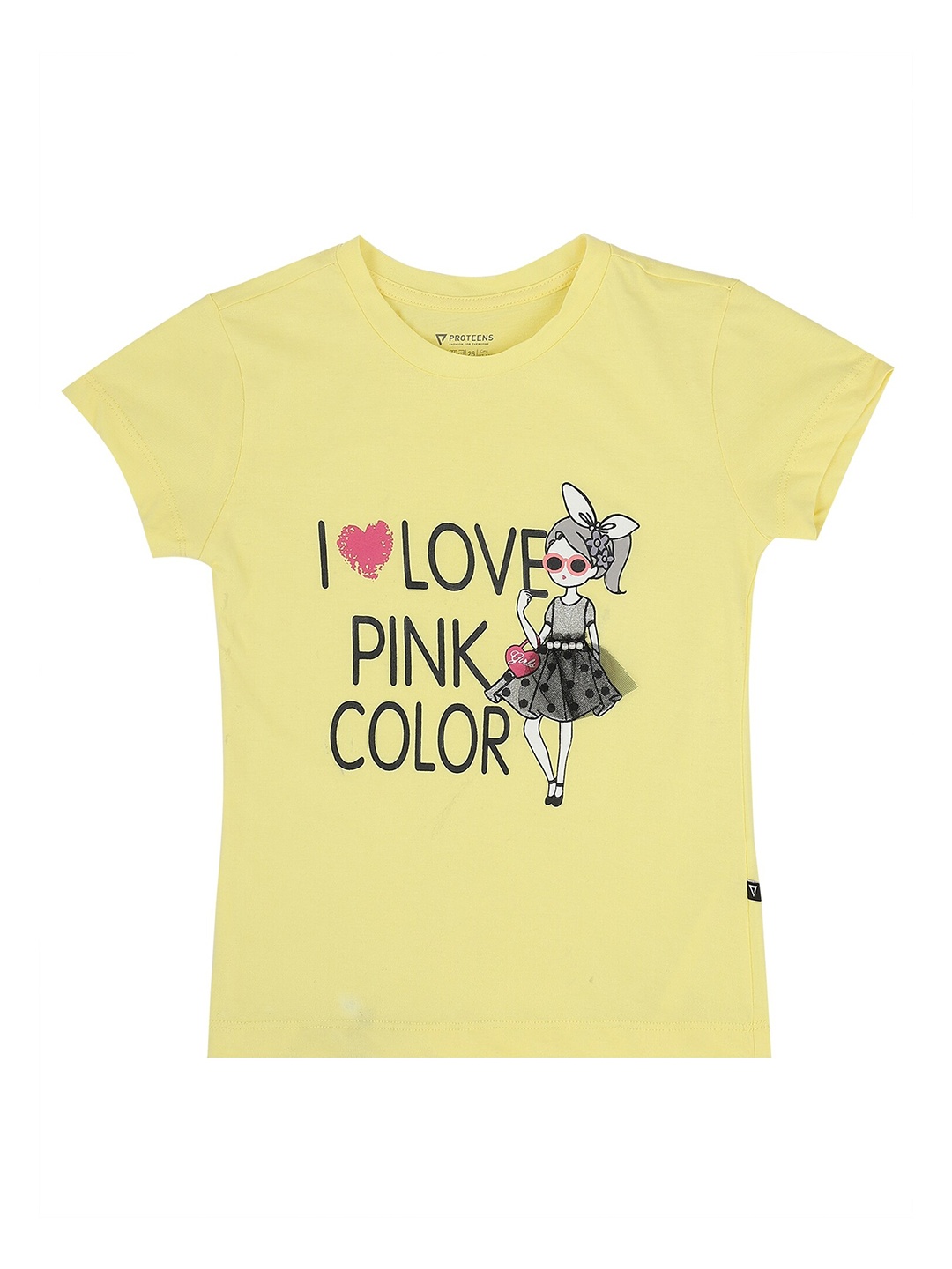 

PROTEENS Girls Yellow Typography Printed Cotton T-shirt