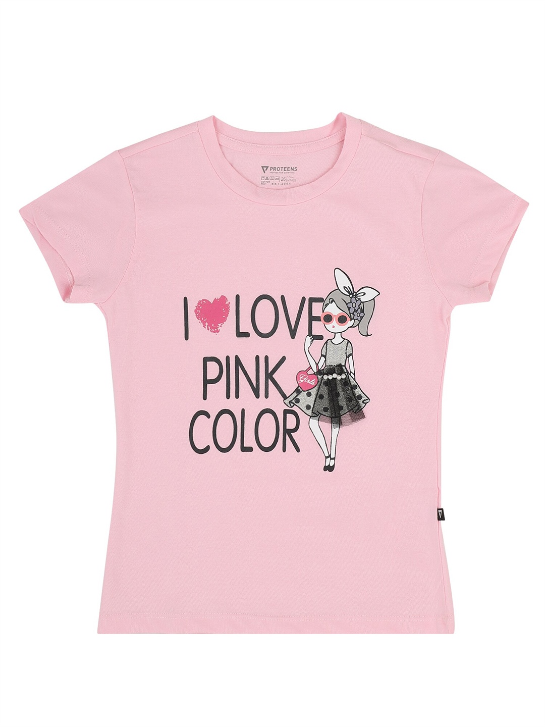 

PROTEENS Girls Pink Typography Printed T-shirt