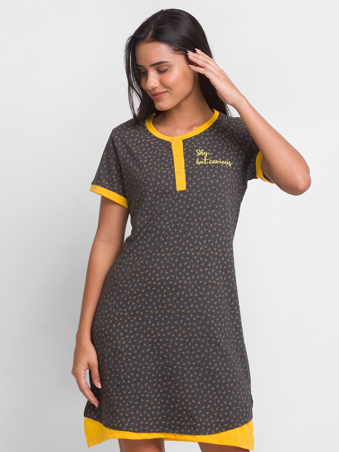 

XIN Charcoal Printed Nightdress