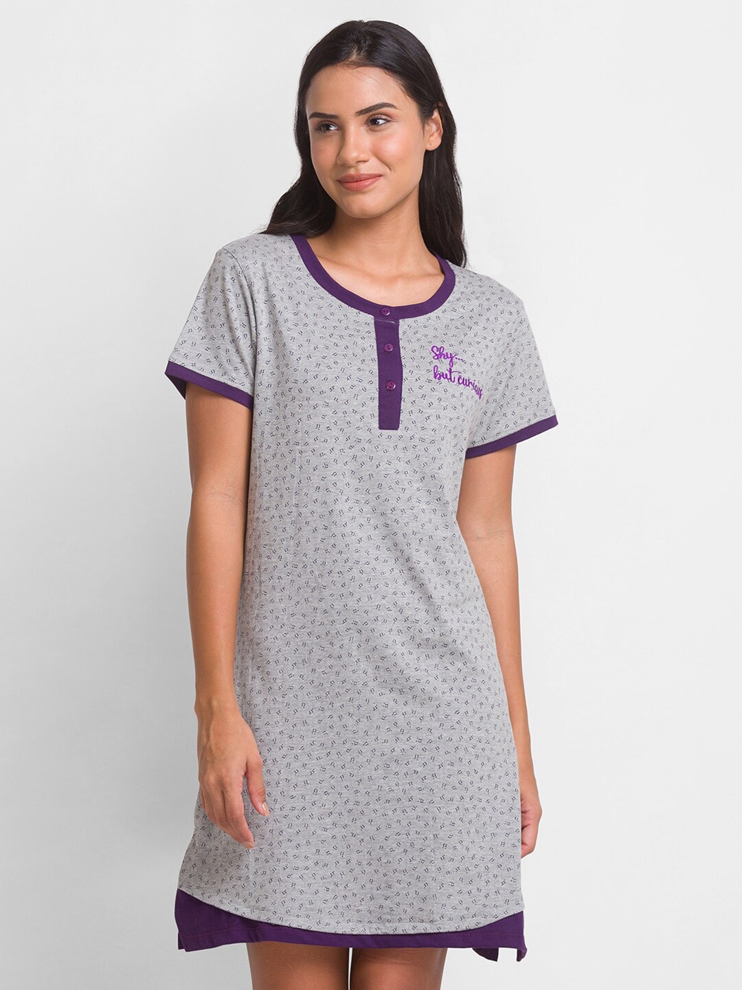 

XIN Grey Printed Nightdress