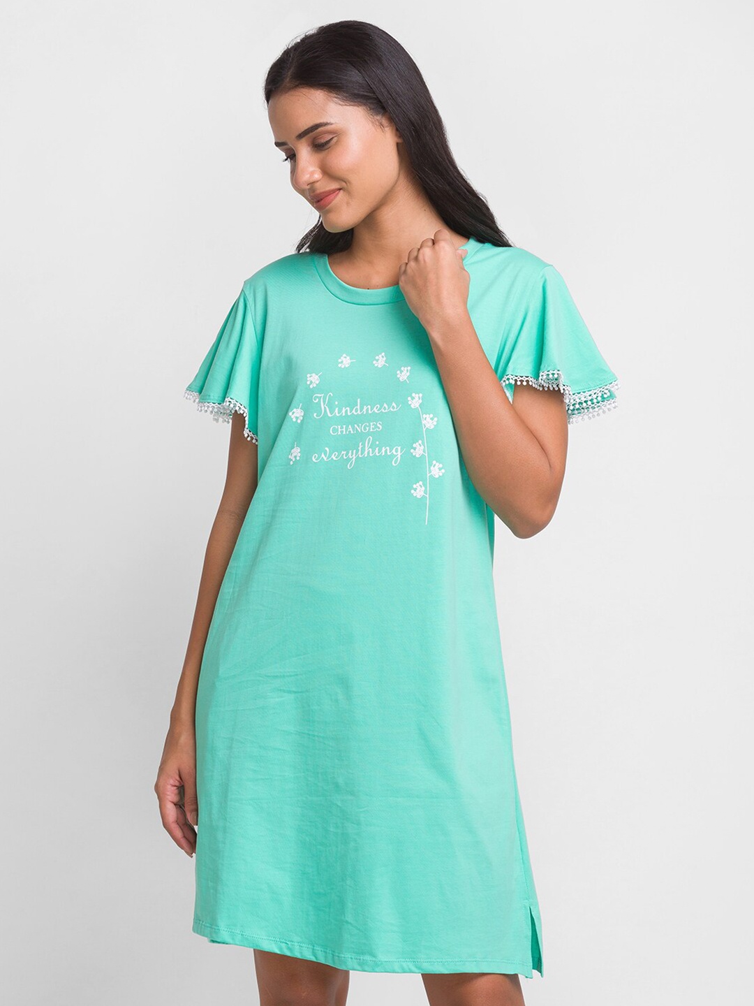 

XIN Green Women Pure Cotton Nightdress