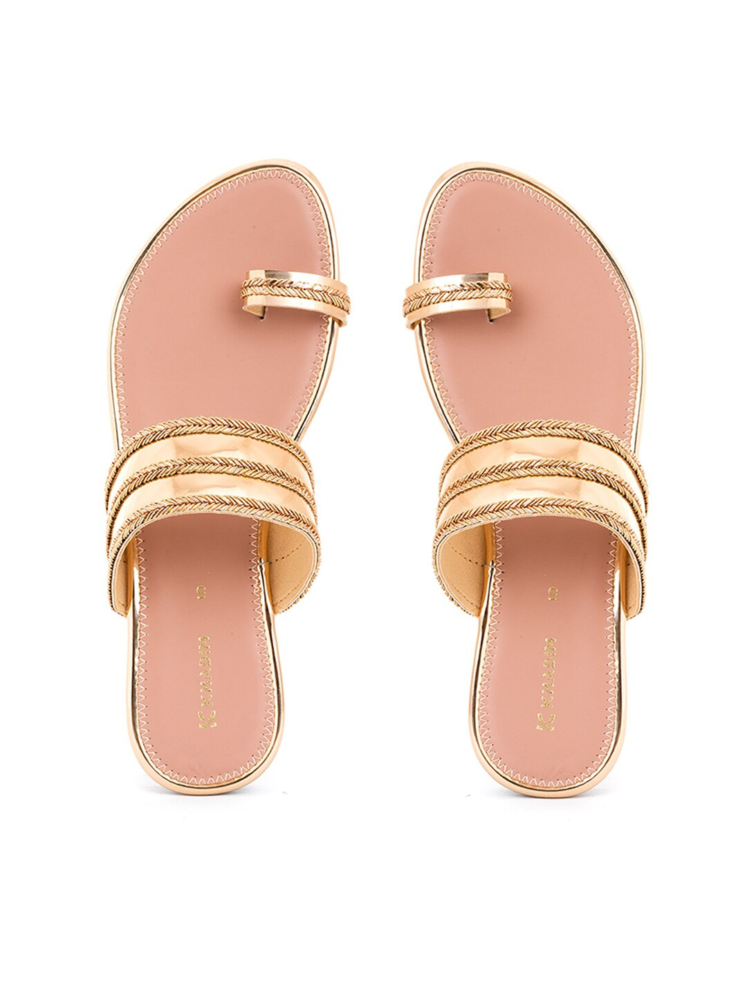

Khadims Women Rose Gold Ethnic Embellished One Toe Flats