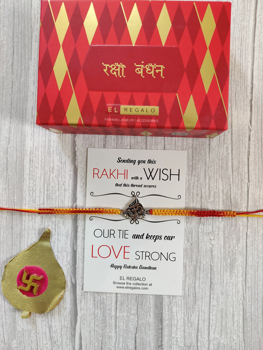 

EL REGALO Unisex Silver & Yellow Rakhi