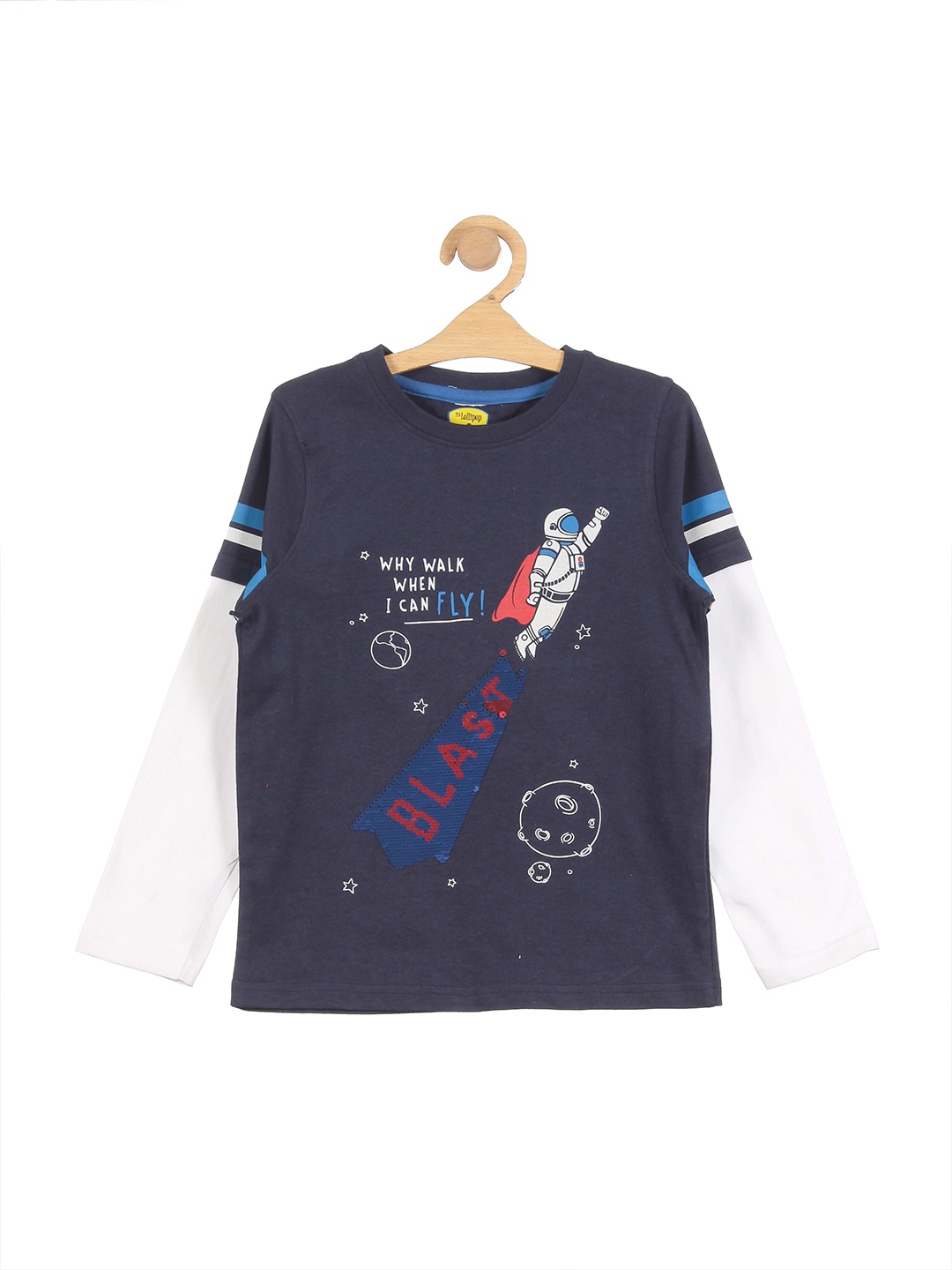 

Lil Lollipop Boys Navy Blue Printed T-shirt