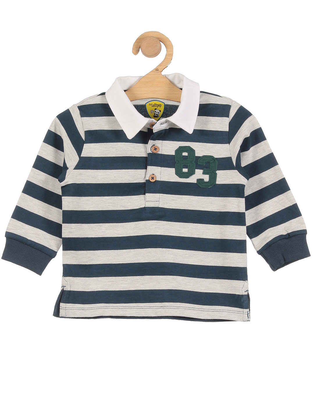 

Lil Lollipop Boys Grey Striped Polo Collar T-shirt