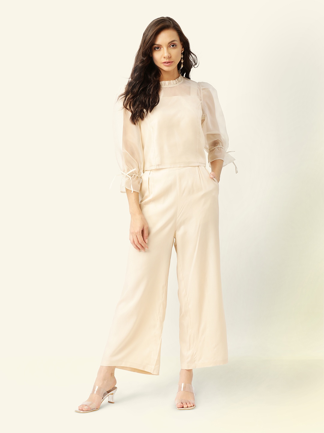 

LILL Women Beige Colored Solid Co-Ords