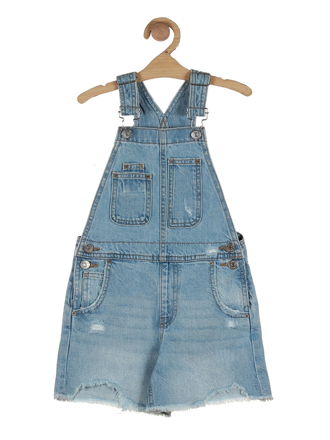 

Lil Lollipop Girls Blue Solid Denim Dungaree