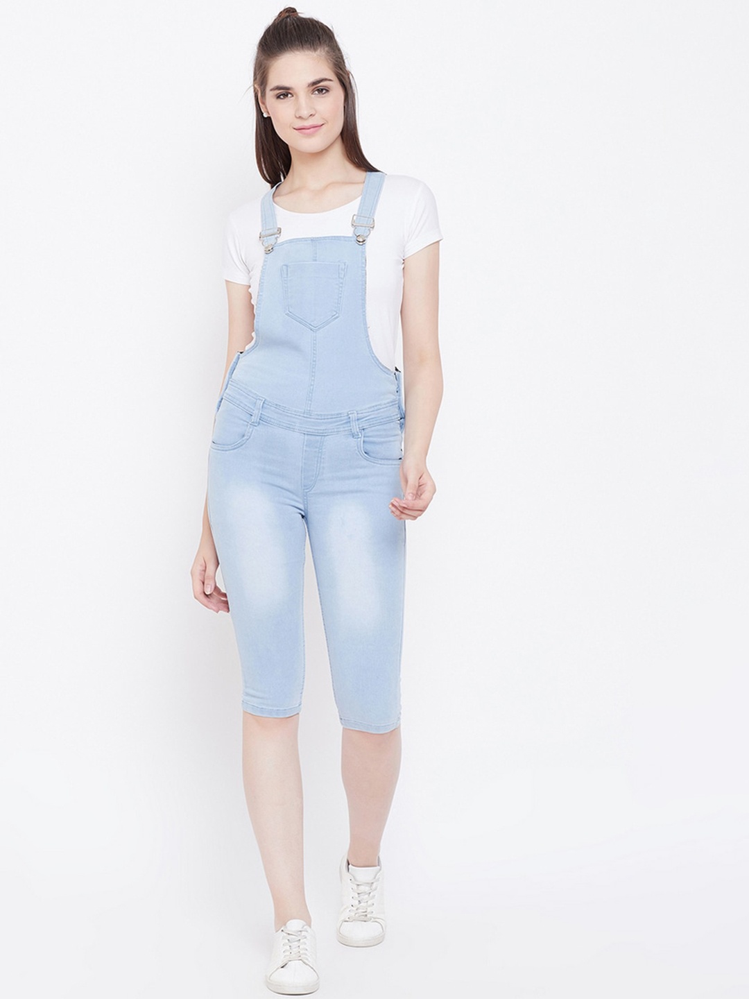 

Nifty Women Blue Solid Slim Fit Denim Dungaree