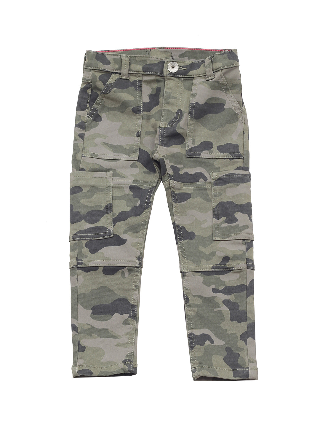 

Lil Lollipop Unisex Kids Green Camouflage Print Slim Fit Low Distress Printed Jeans