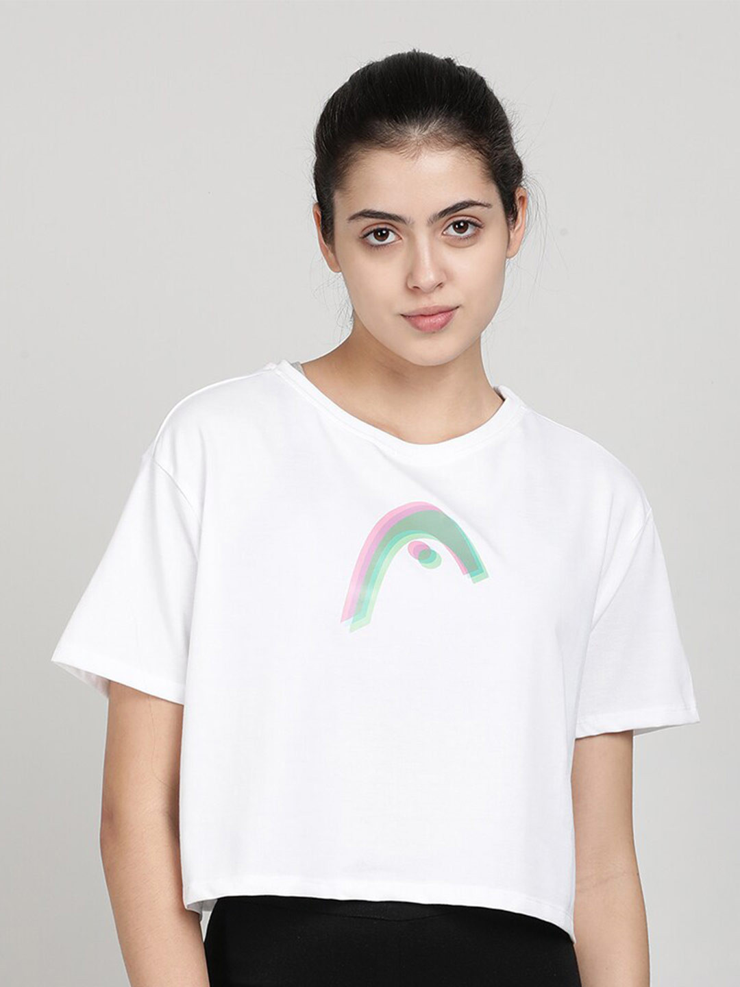 

Head Women White Drop-Shoulder Sleeves Slim Fit T-shirt