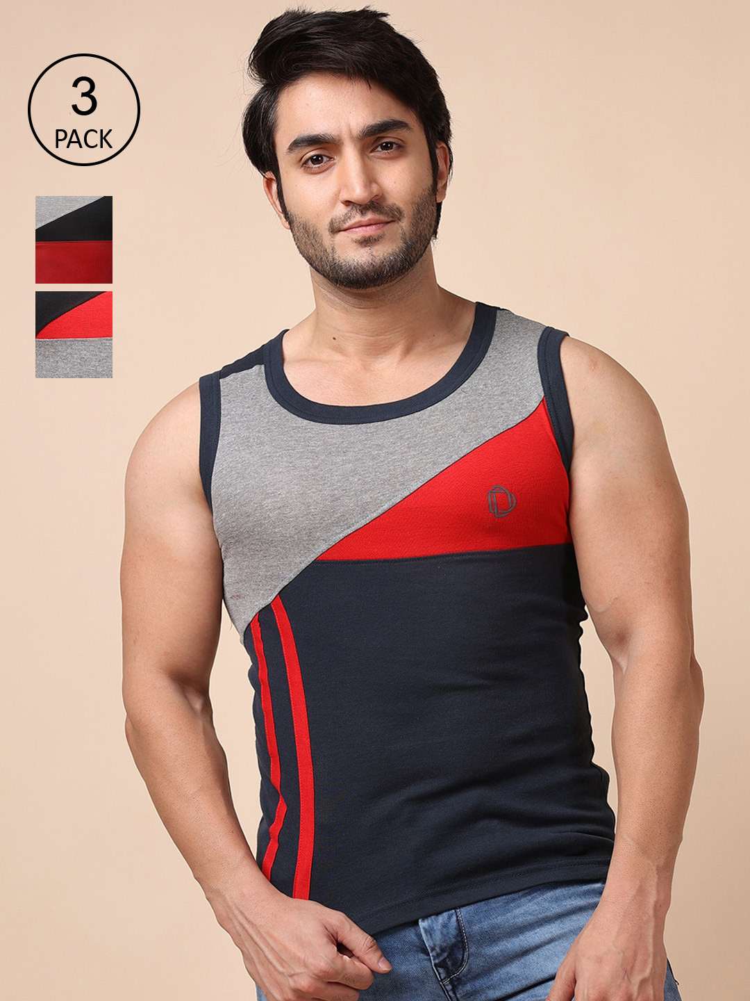 

Dollar Bigboss Men Pack Of 3 Assorted Racerback Styled Gym Vests