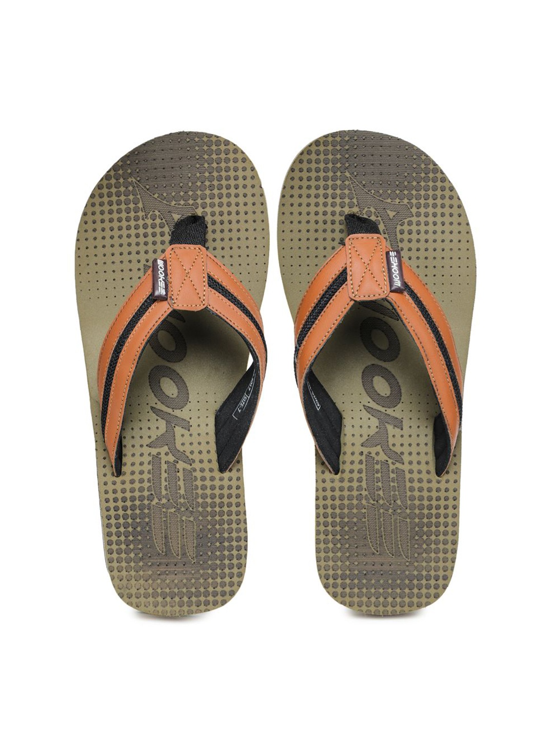 

ABROS Men Tan & Black Colourblocked Thong Flip-Flops