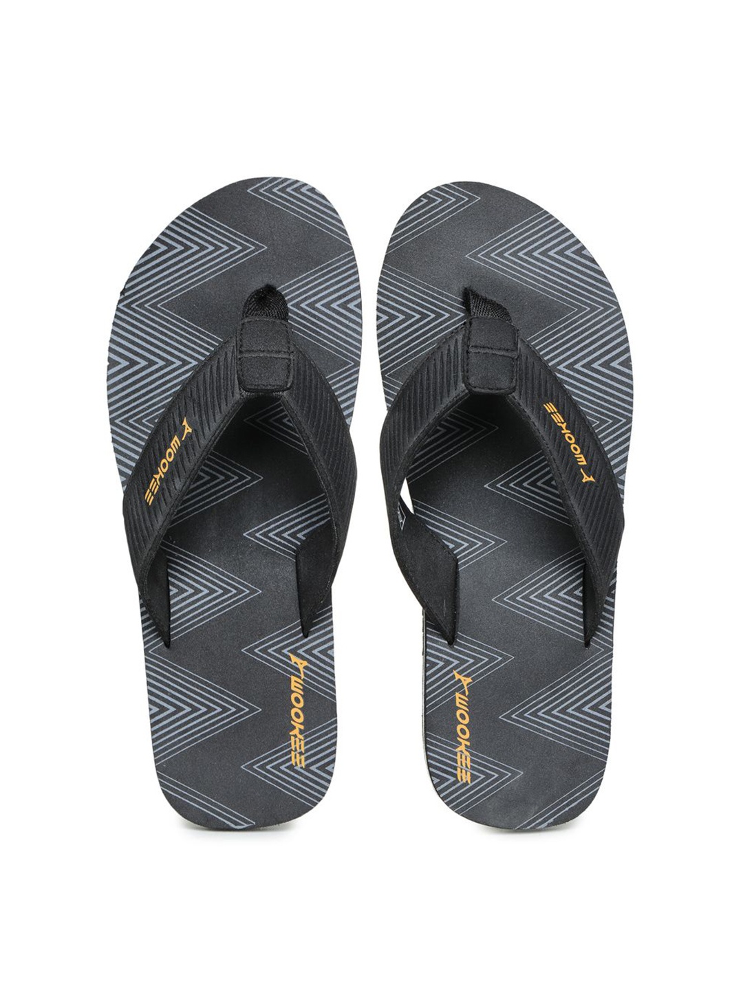 

ABROS Men Black & Grey Printed Thong Flip-Flops