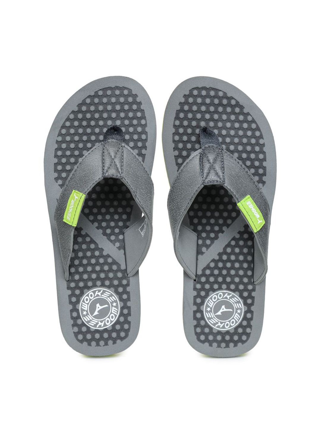 

ABROS Men Grey & Green Thong Flip-Flops