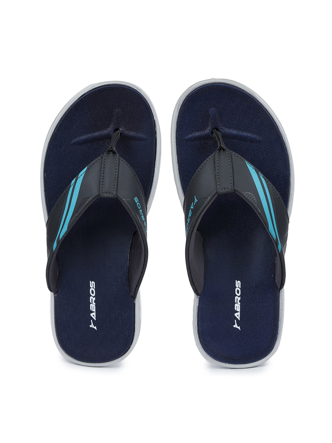 

ABROS Men Grey & Blue Printed Thong Flip-Flops