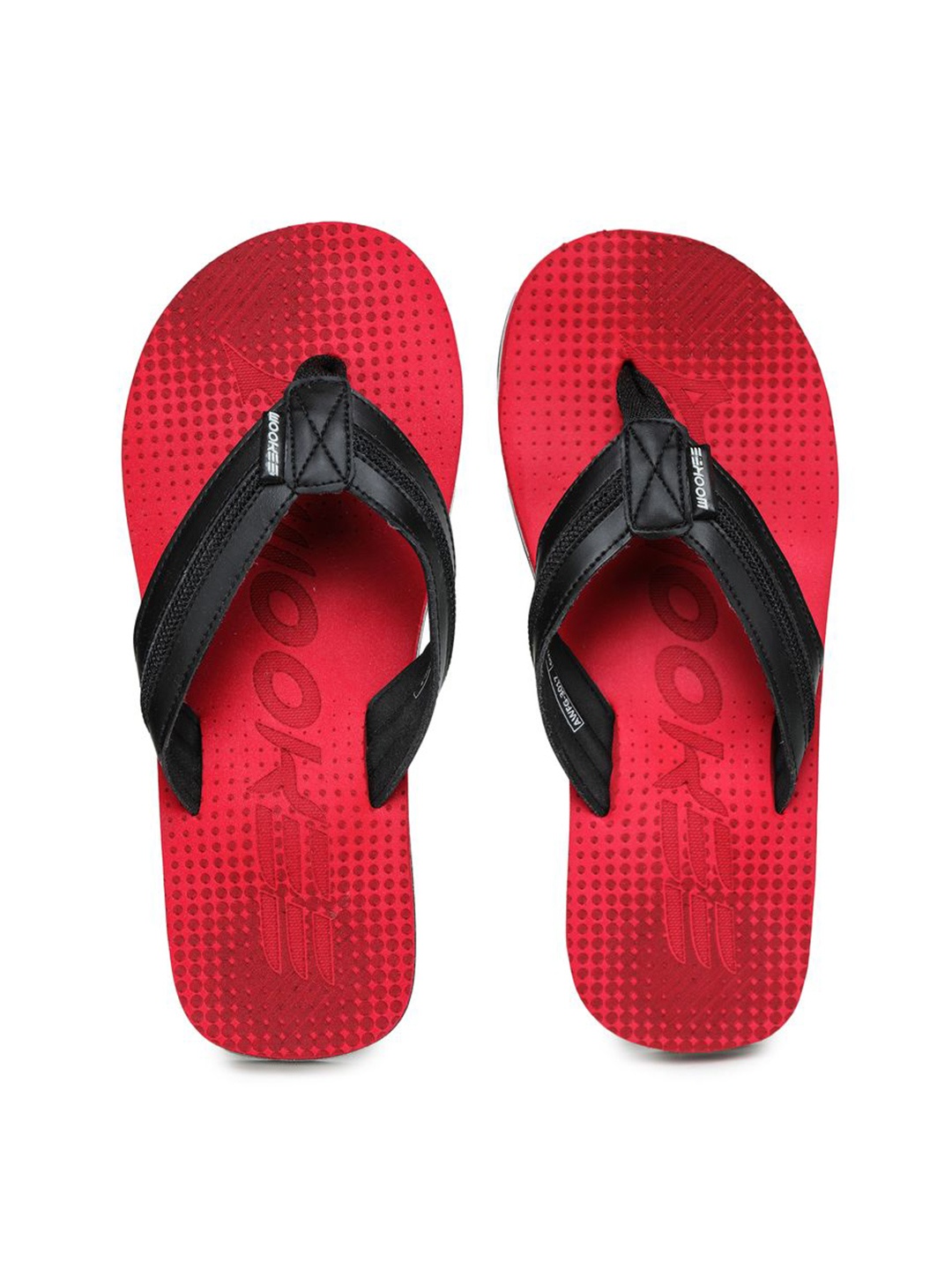 

ABROS Men Red & Black Printed Thong Flip-Flops