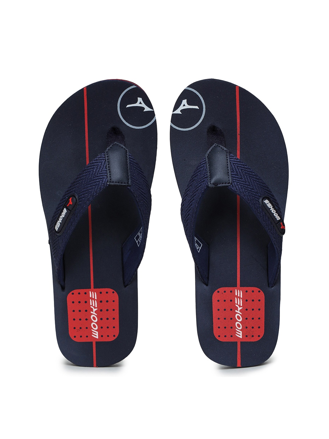

ABROS Men Navy Blue & Red Printed Thong Flip-Flops