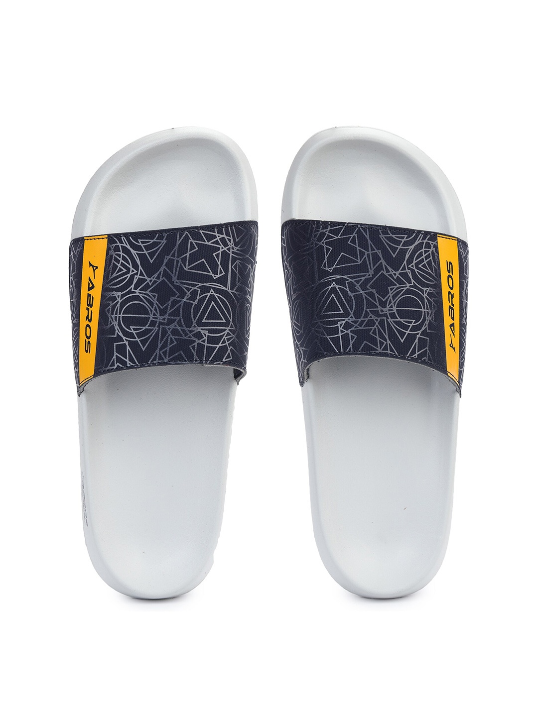 

ABROS Men Navy Blue & Orange Printed Rubber Sliders