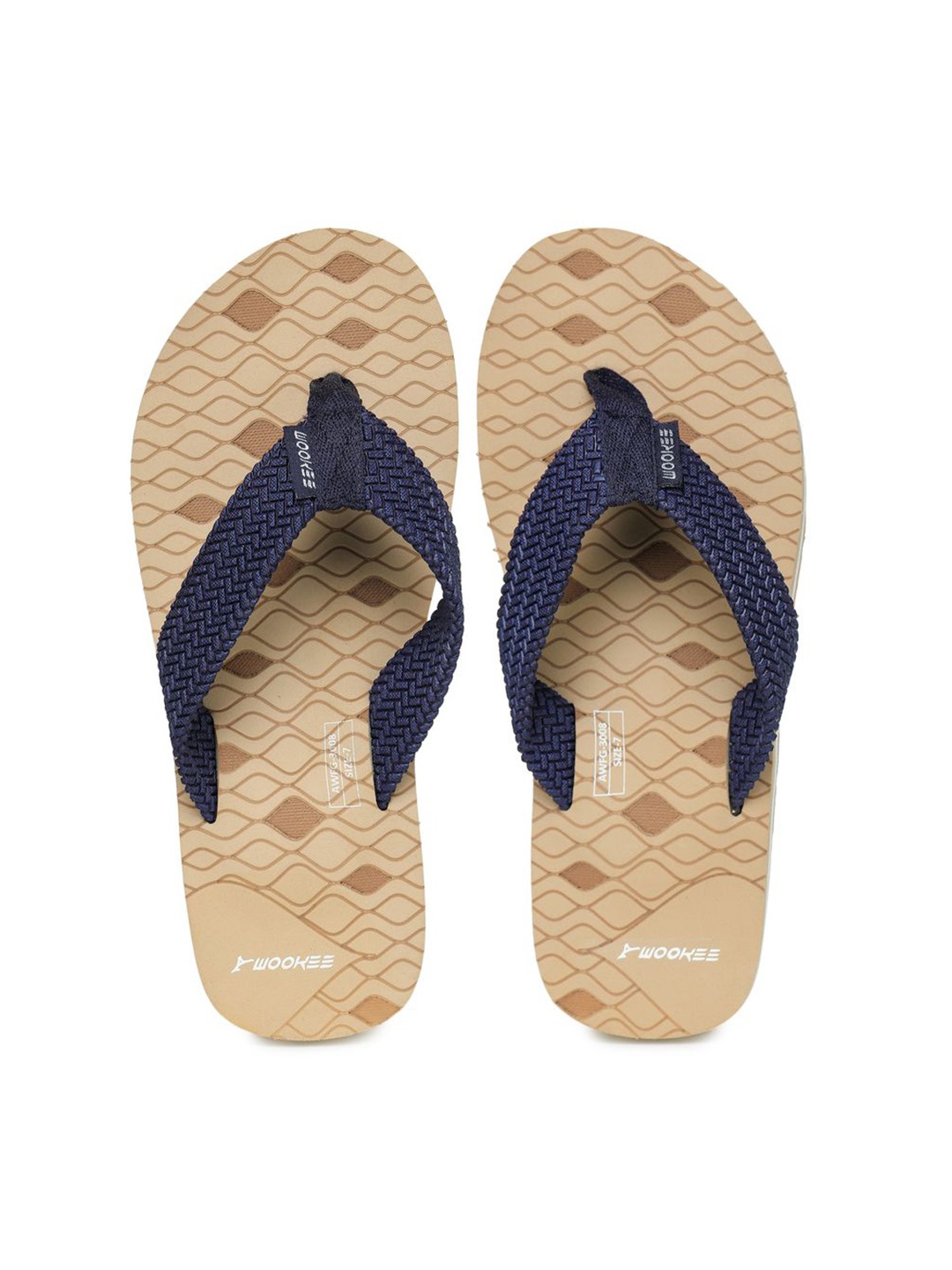 

ABROS Men Beige & Navy Blue Thong Flip-Flops