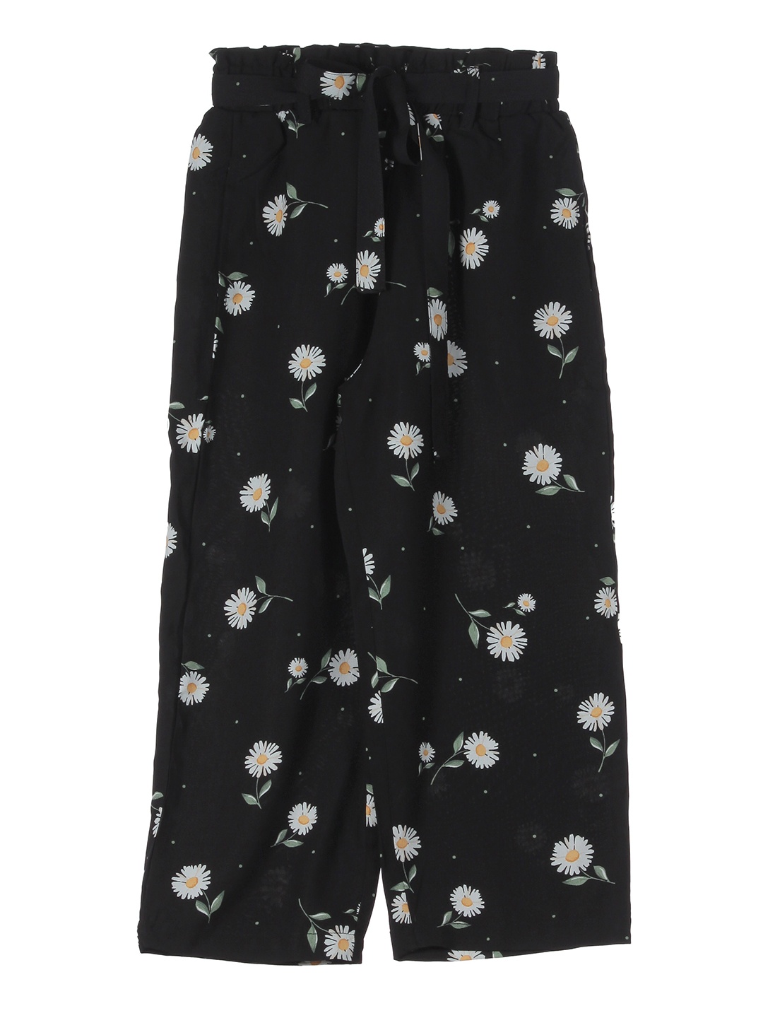 

Lil Lollipop Girls Black & White Floral Printed Knitted Palazzos
