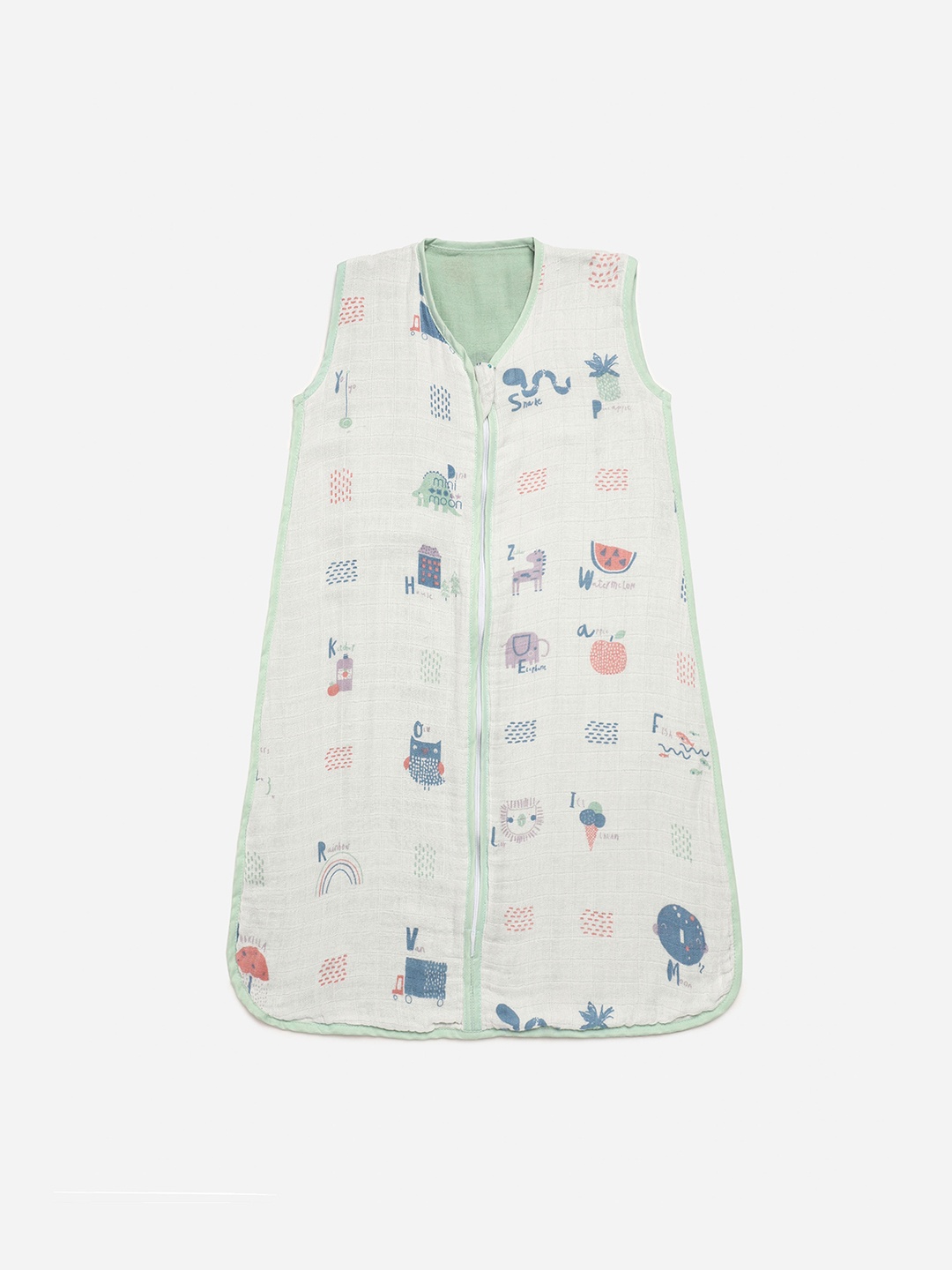 

cocoon care Infants Kids White & Green Printed Sleeping Bag