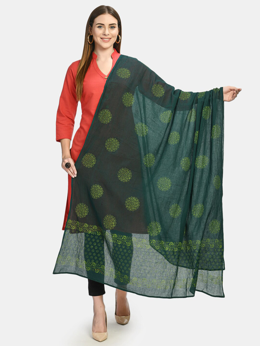 

Akshatani Green women Printed Pure Cotton Block Print Dupatta