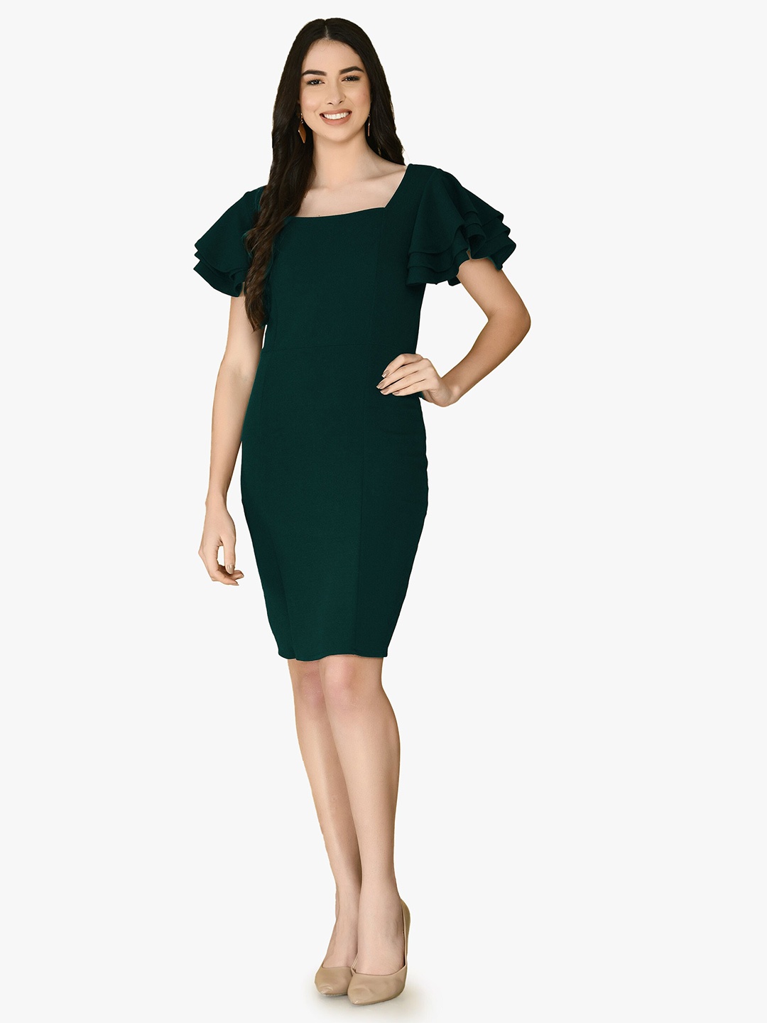 

IUGA Women Green Solid Bodycon Dress