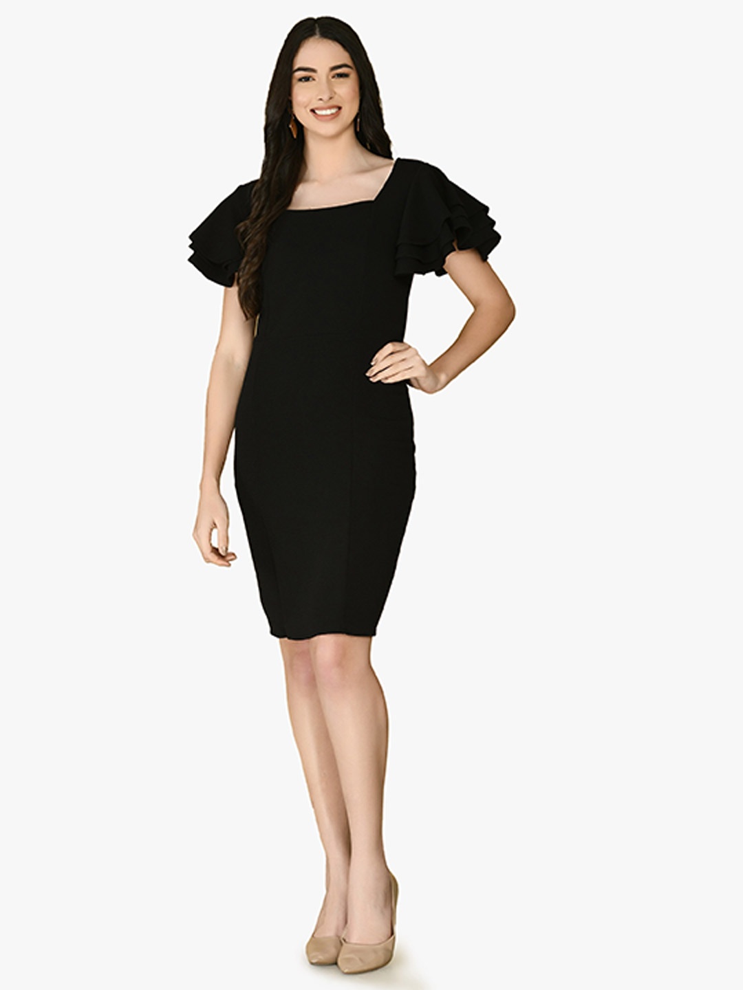 

IUGA Women Black Solid Bodycon Dress