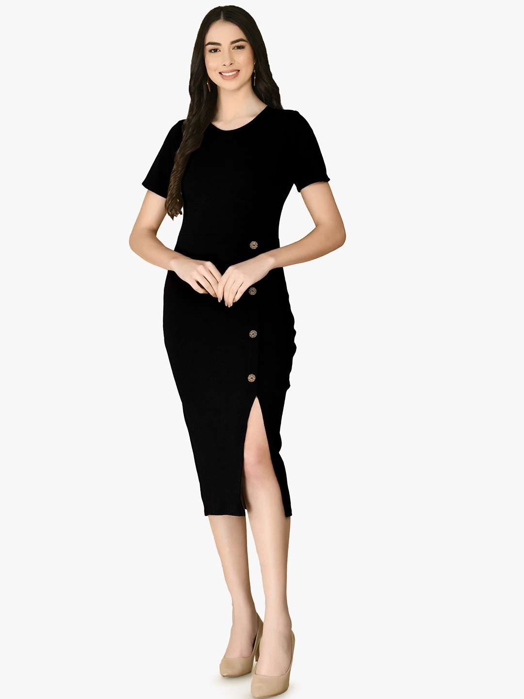 

IUGA Women Black Bodycon Midi Dress