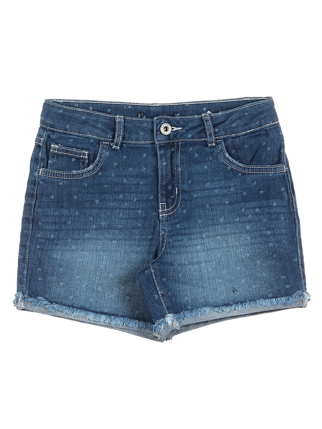

Lil Lollipop Girls Blue Washed Printed Outdoor Denim Shorts