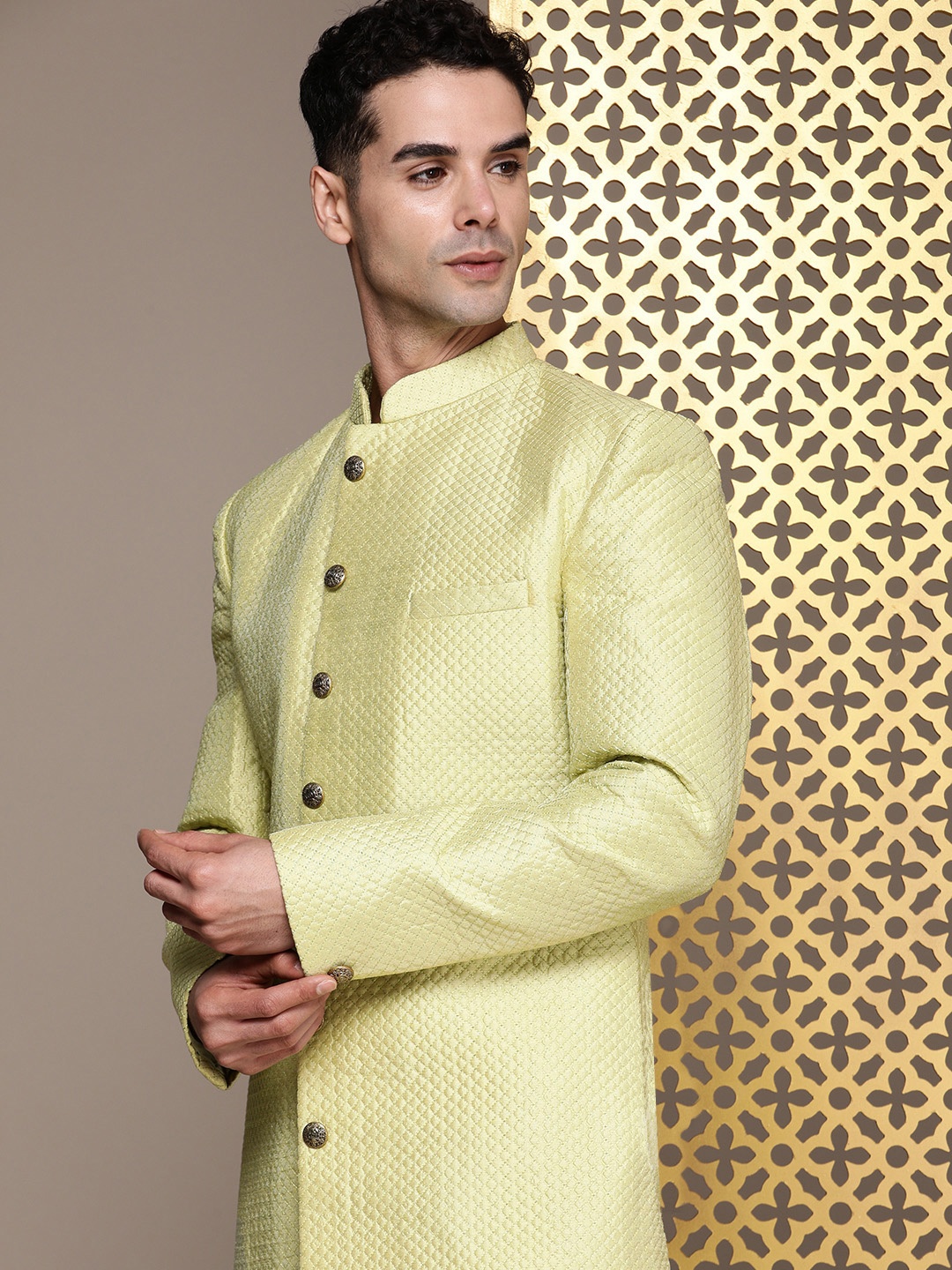 

House of Pataudi Jashn Thread Work Sherwani, Green