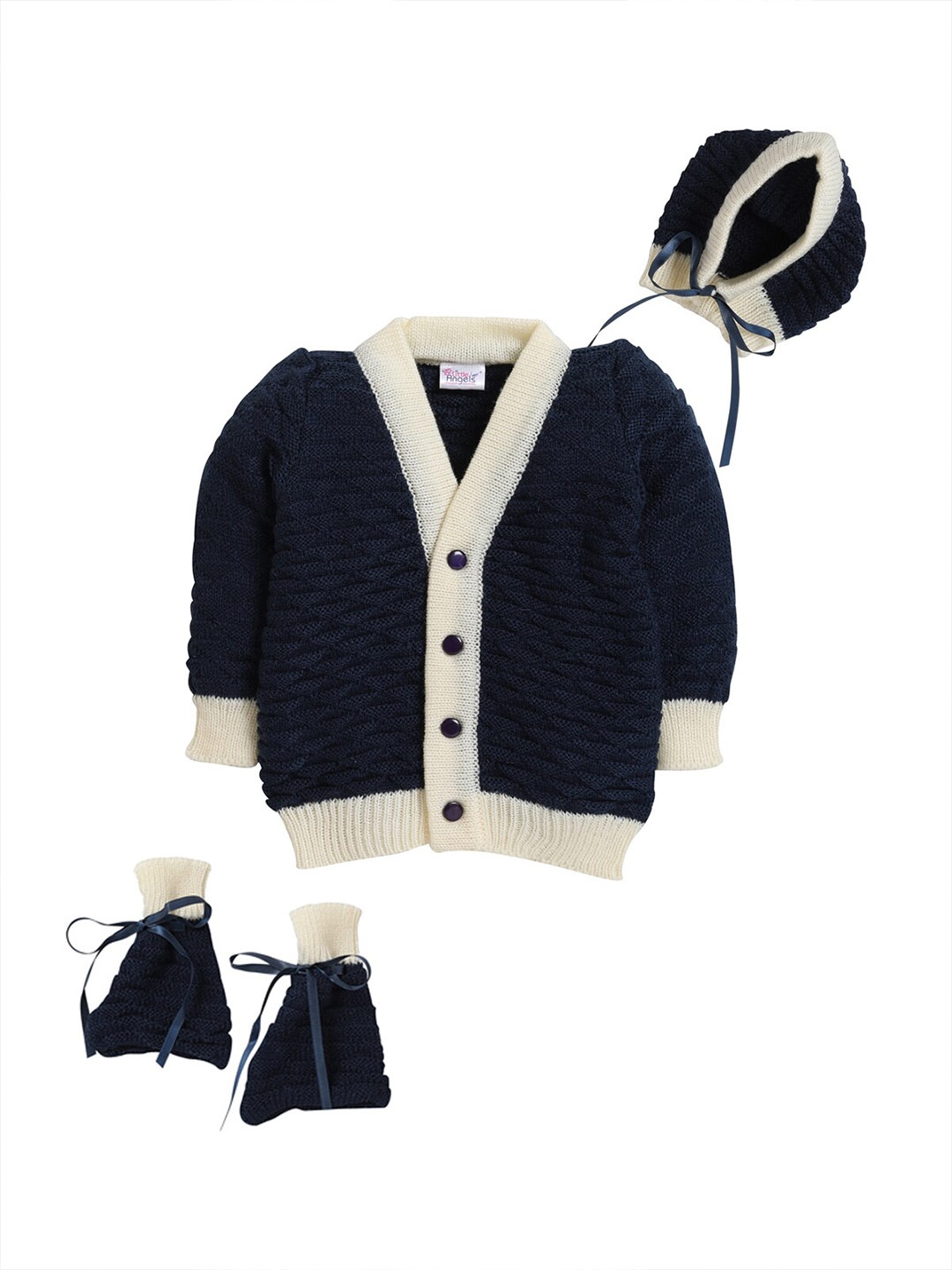 

Little Angels Unisex Kids Navy Blue & Beige Colourblocked