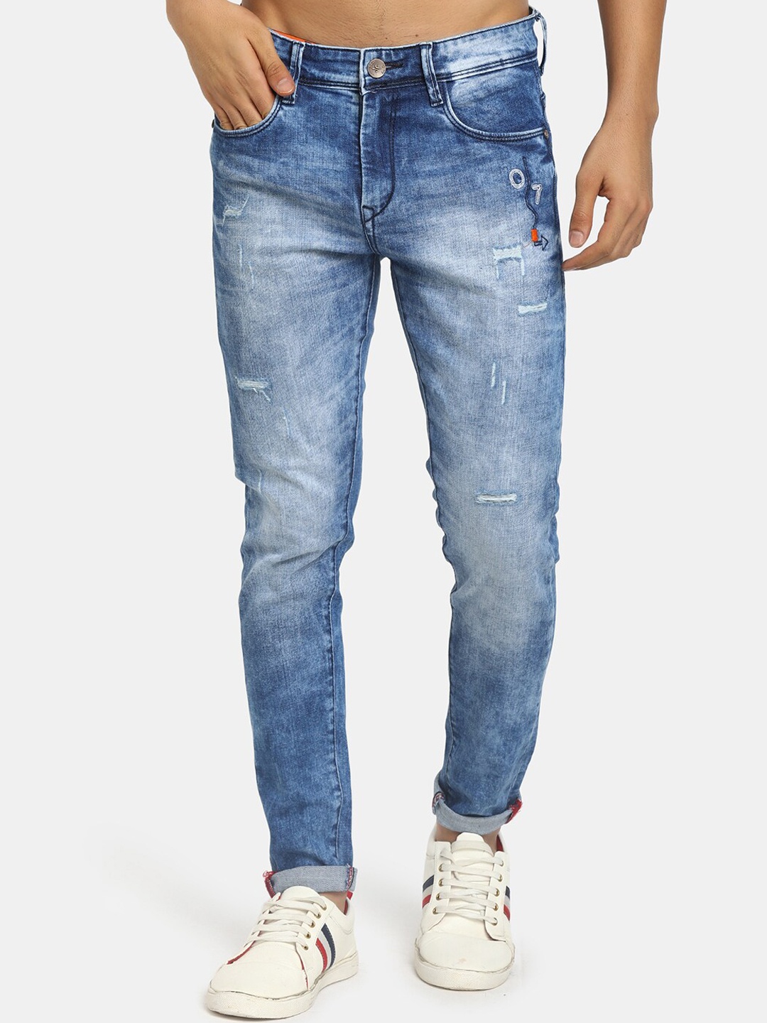 

V-Mart Men Blue Classic Slim Fit Mildly Distressed Heavy Fade Jeans