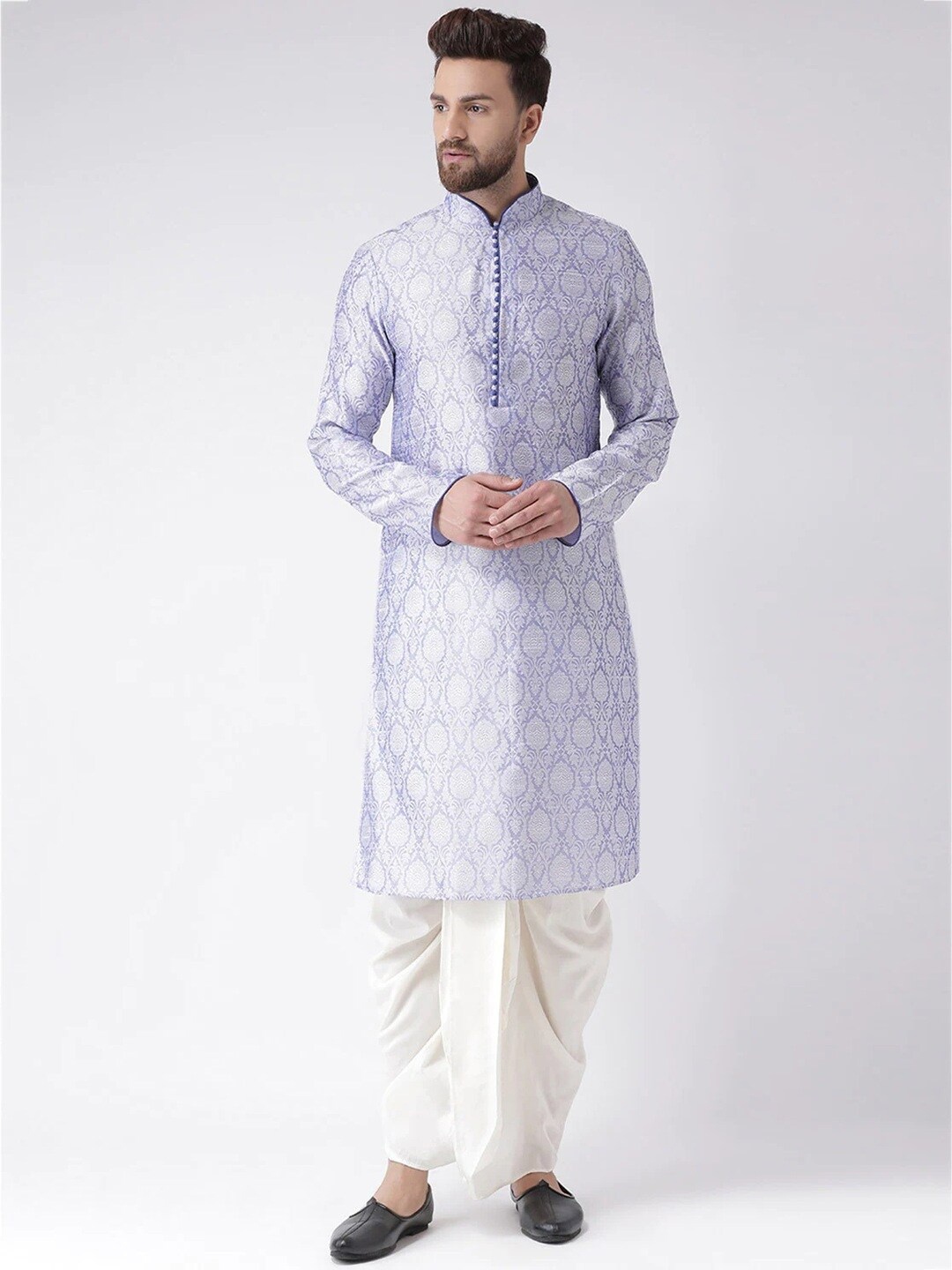 

Chitwan Mohan Men Lavender Dupion Silk Kurta with Dhoti Pants