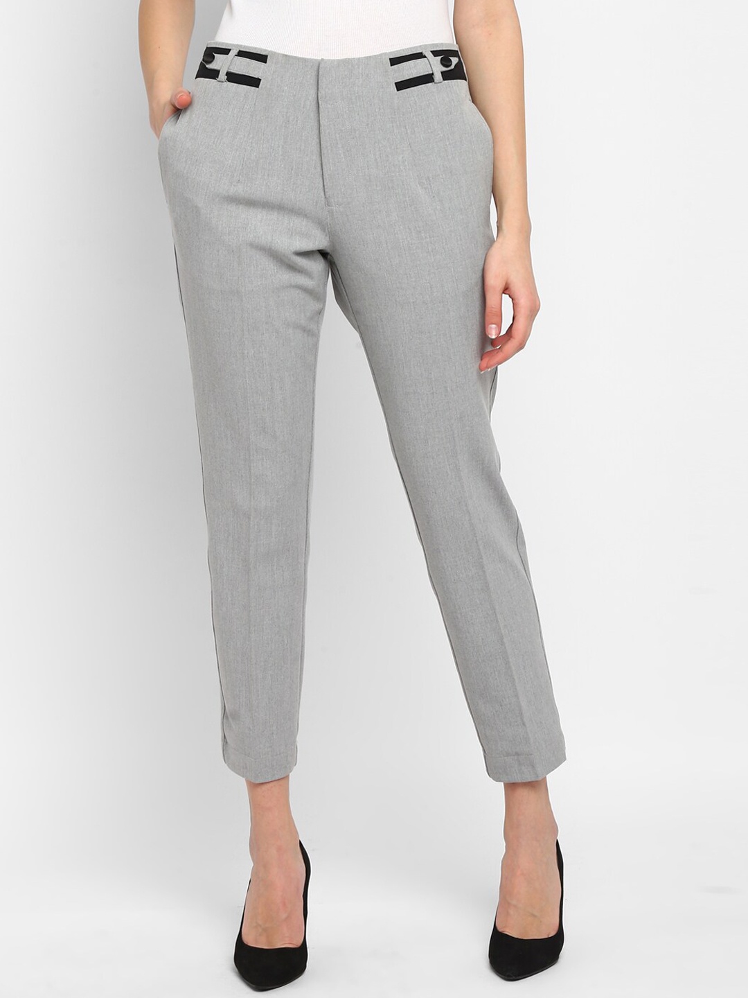 

LAMOURE BY RED CHIEF Women Grey Slim Fit FormalTrousers