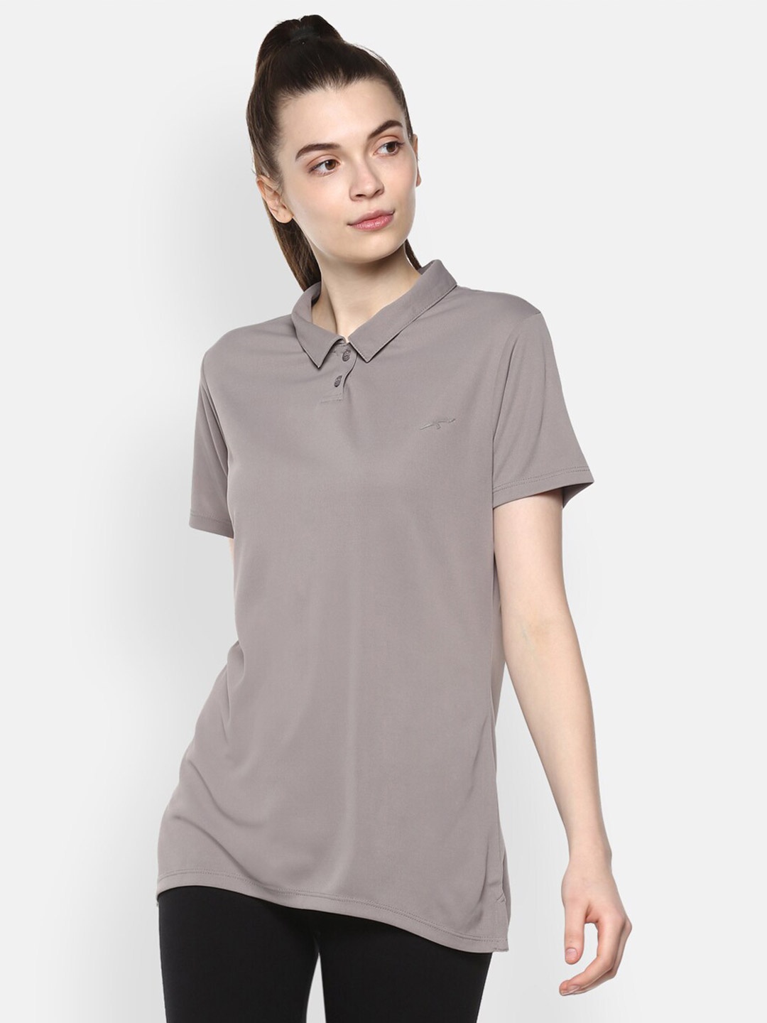 

FURO by Red Chief Women Grey Polo Collar Sports T-shirt