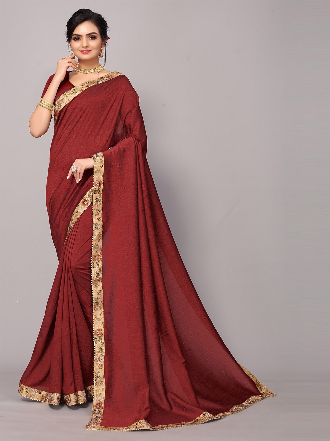 

KALINI Maroon & Gold-Toned Saree