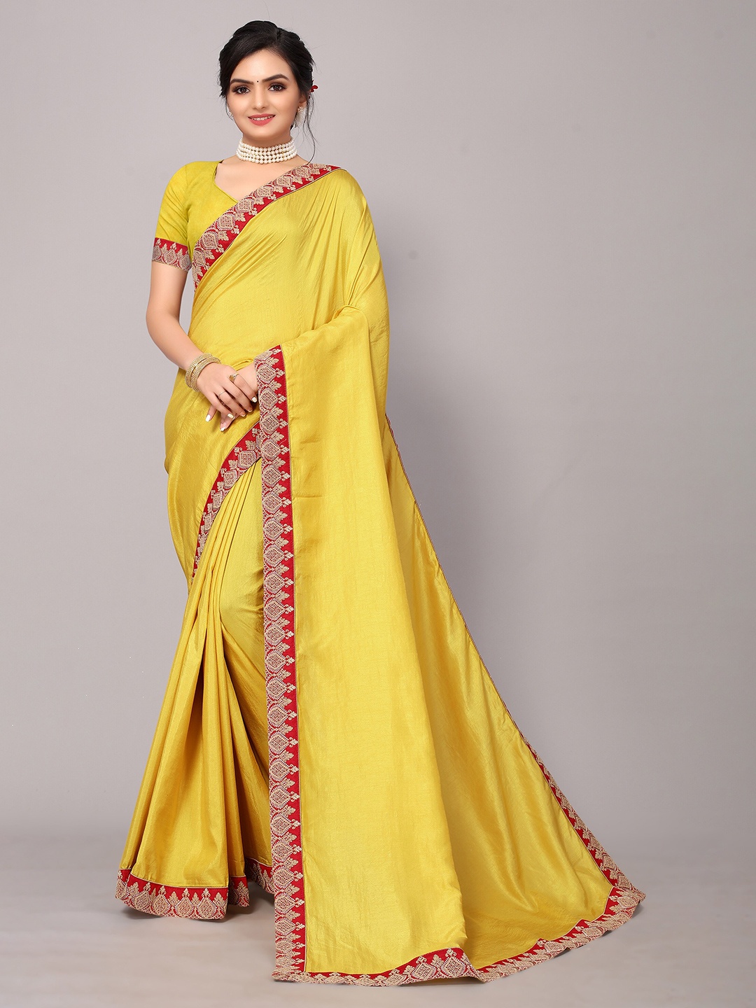 

KALINI Mustard & Red Saree