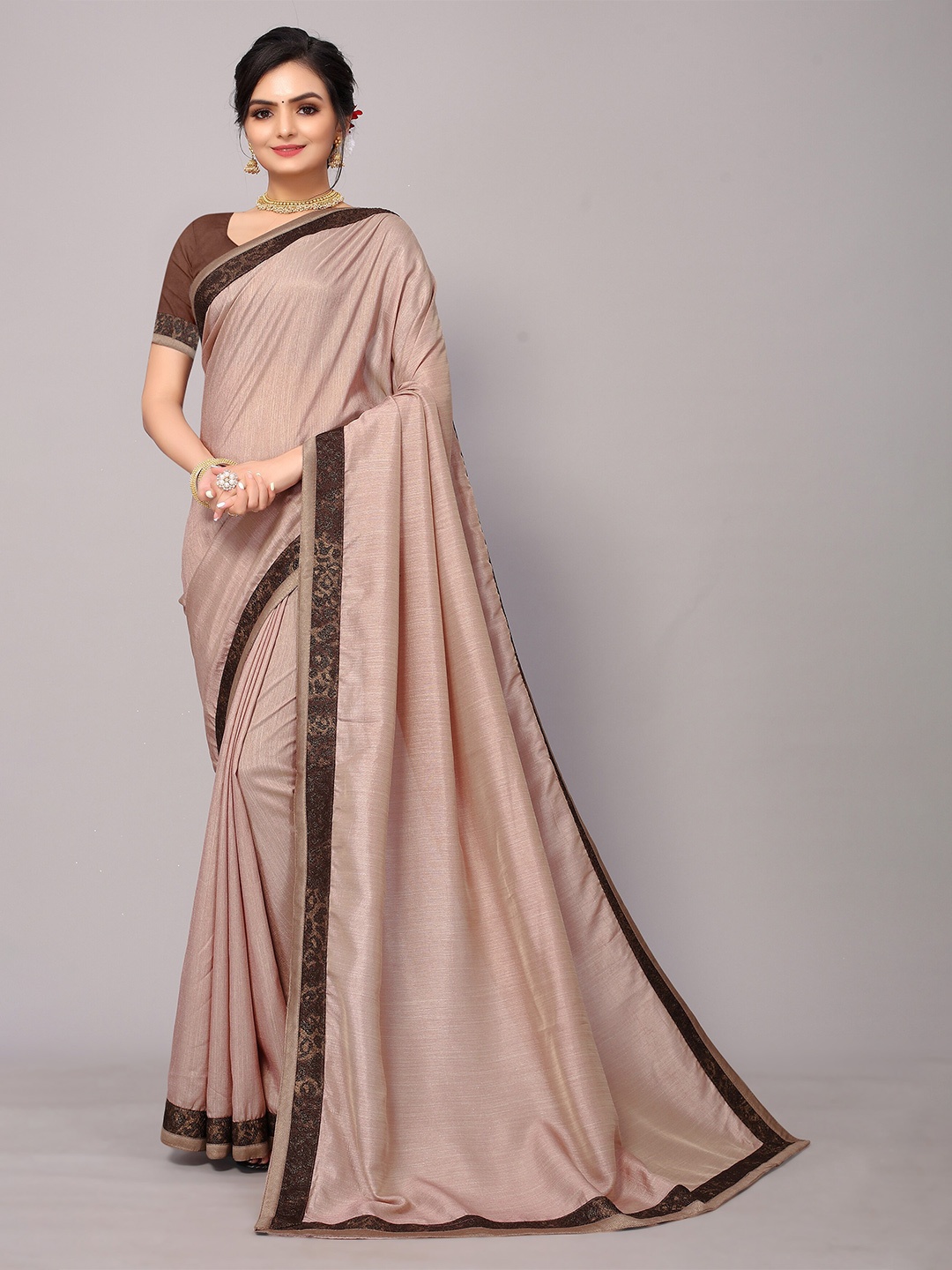 

KALINI Women Brown & Tan Zari Saree