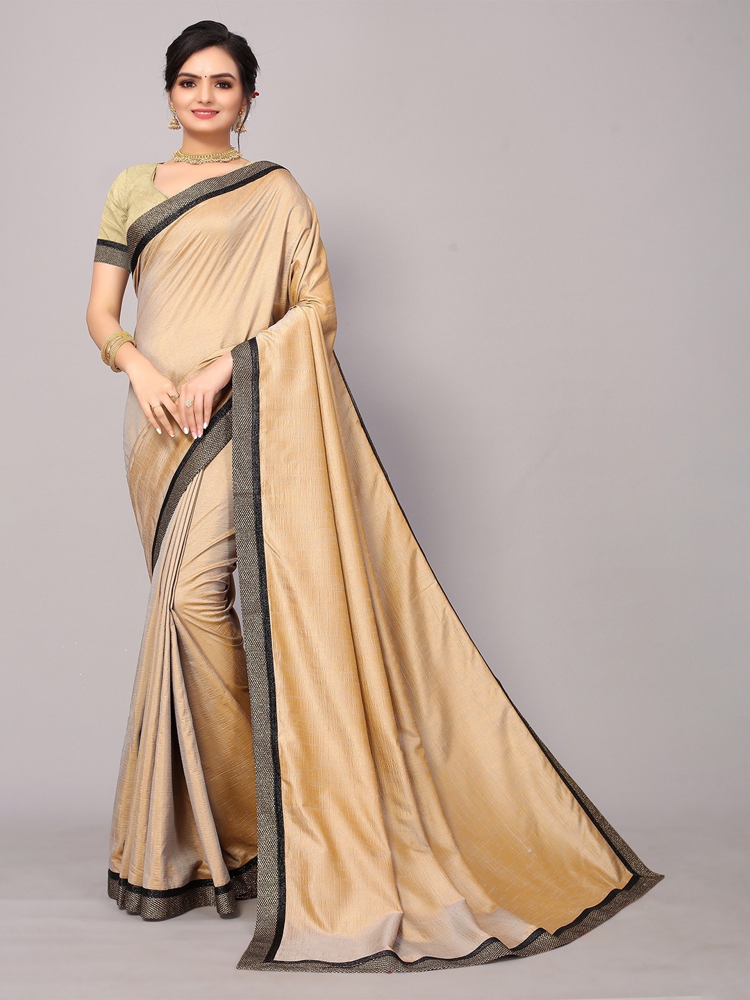 

KALINI Beige & Black Embellised Saree