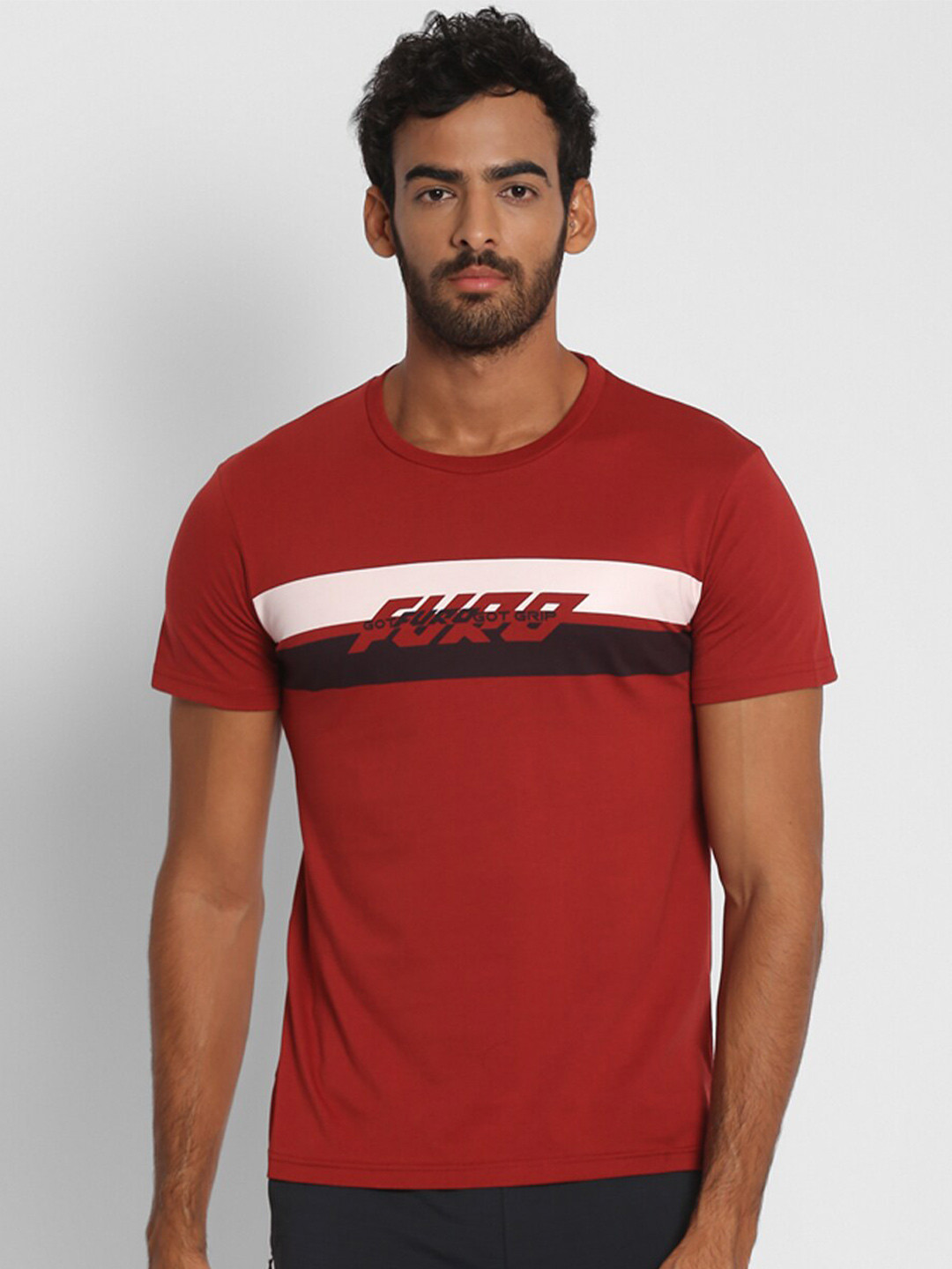 

FURO by Red Chief Men Red Typography Printed T-shirt