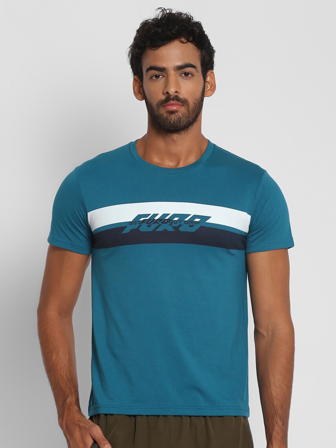 

FURO by Red Chief Men Blue Typography Printed T-shirt