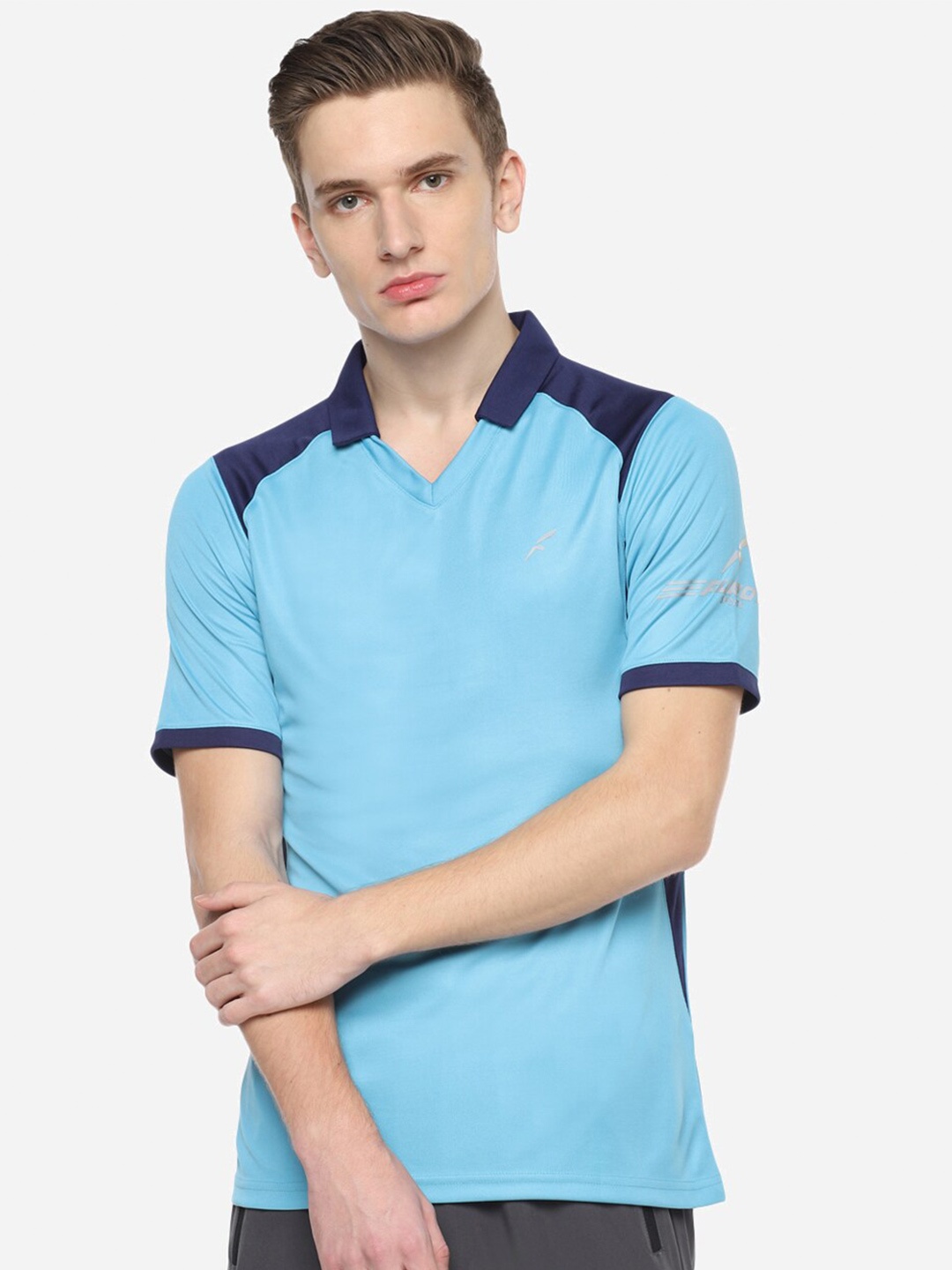 

FURO by Red Chief Men Blue Polo Collar Sports T-shirt