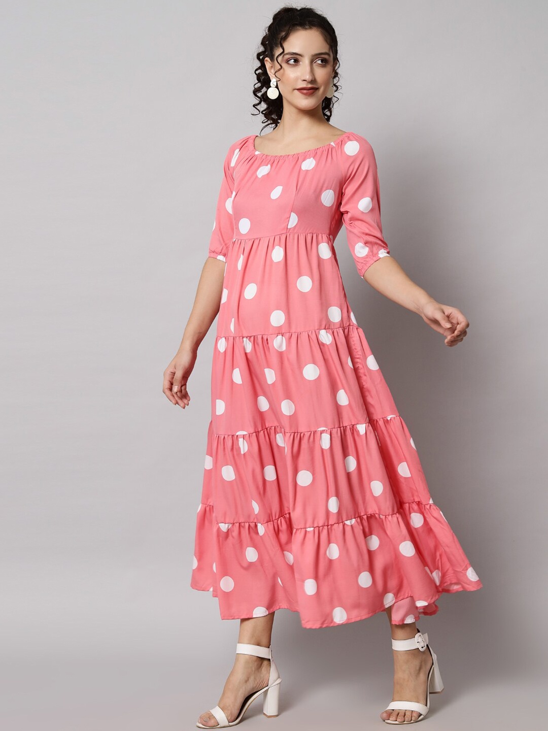 

emeros Women Pink Floral Crepe Maxi Dress